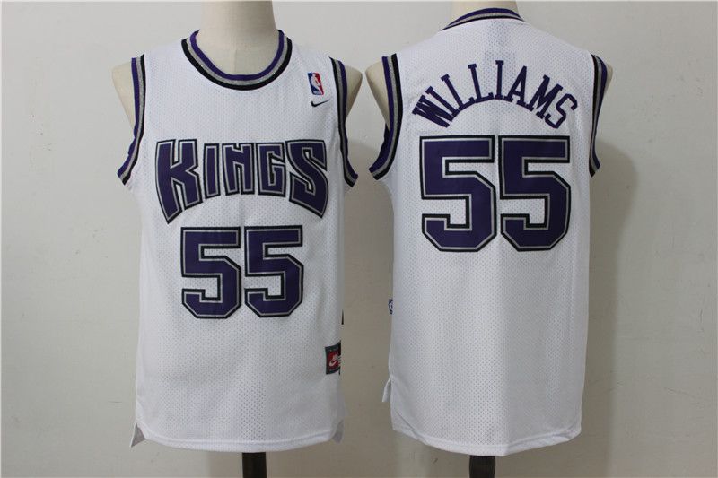 Men Sacramento Kings 55 Williams White Throwback NBA Jerseys